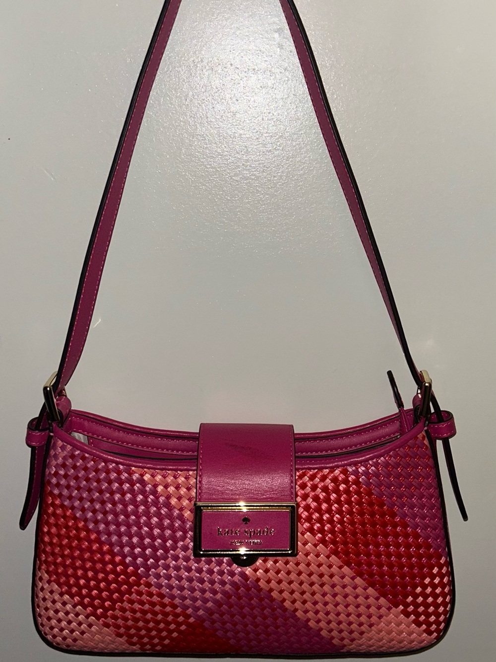 Kate Spade Pink and Red Woven Shoulder Bag